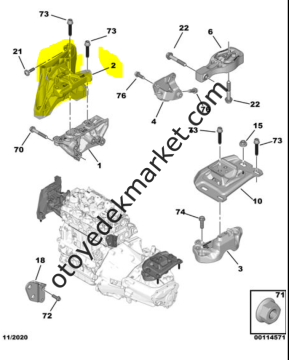 Opel Astra (2022-2024) 1.5 Dizel Sağ Motor Kulağı / Takozu - Manuel Vites (İthal)