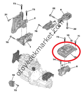 Opel Astra (2022-2024) 1.5 Dizel Sol Motor Takozu / Kulağı - Manuel Vites (Orijinal)