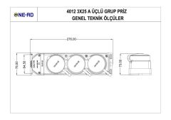 Ne-Ad Kauçuk 3x25 Amper Trifaze Üçlü Grup Priz 4012