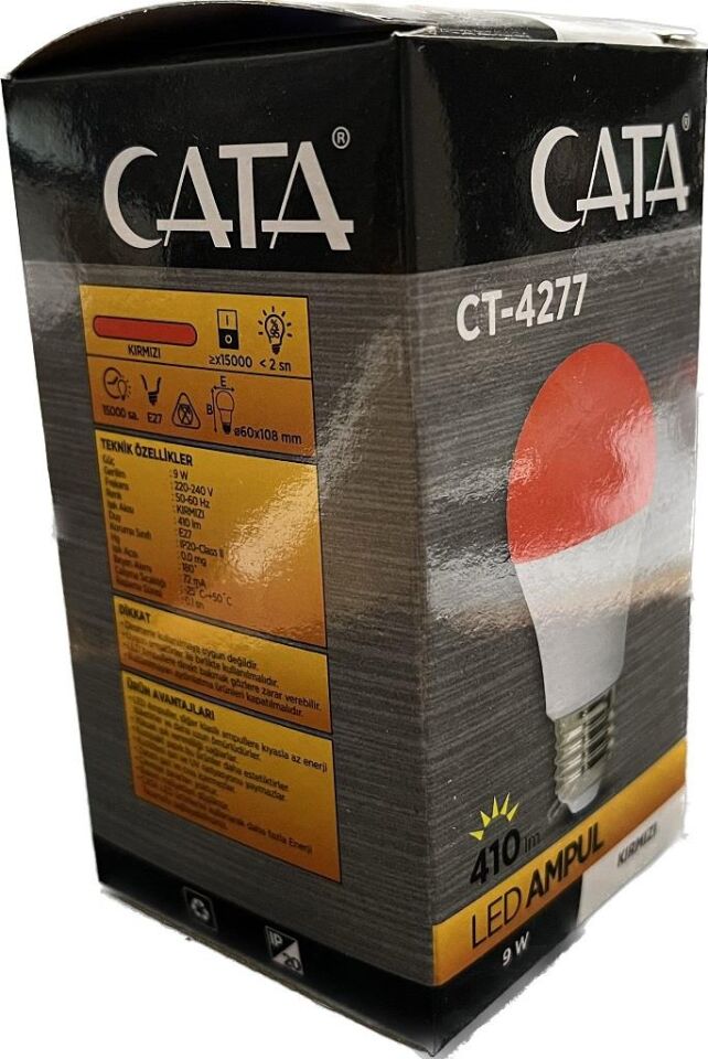 CATA 9 Watt Kırmızı Renk Led Ampul E27 Duylu CT-4277