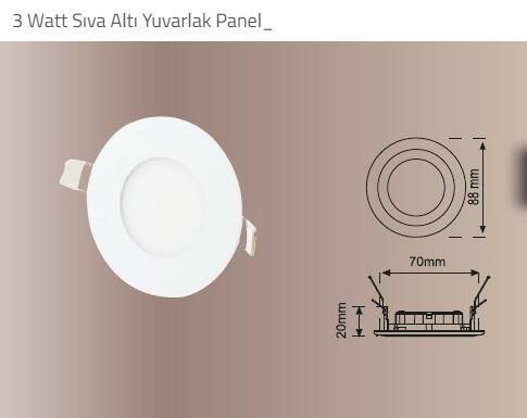 3 Watt Slim Led Panel Spot Sıvaaltı Beyaz Işık