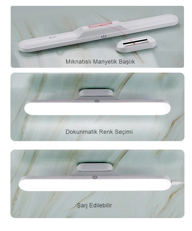 Cata Martı Mıknatıslı Kabin Makyaj Tıraş Led Işık USB Şarjlı Kablosuz Led Lamba Cata CT-5249