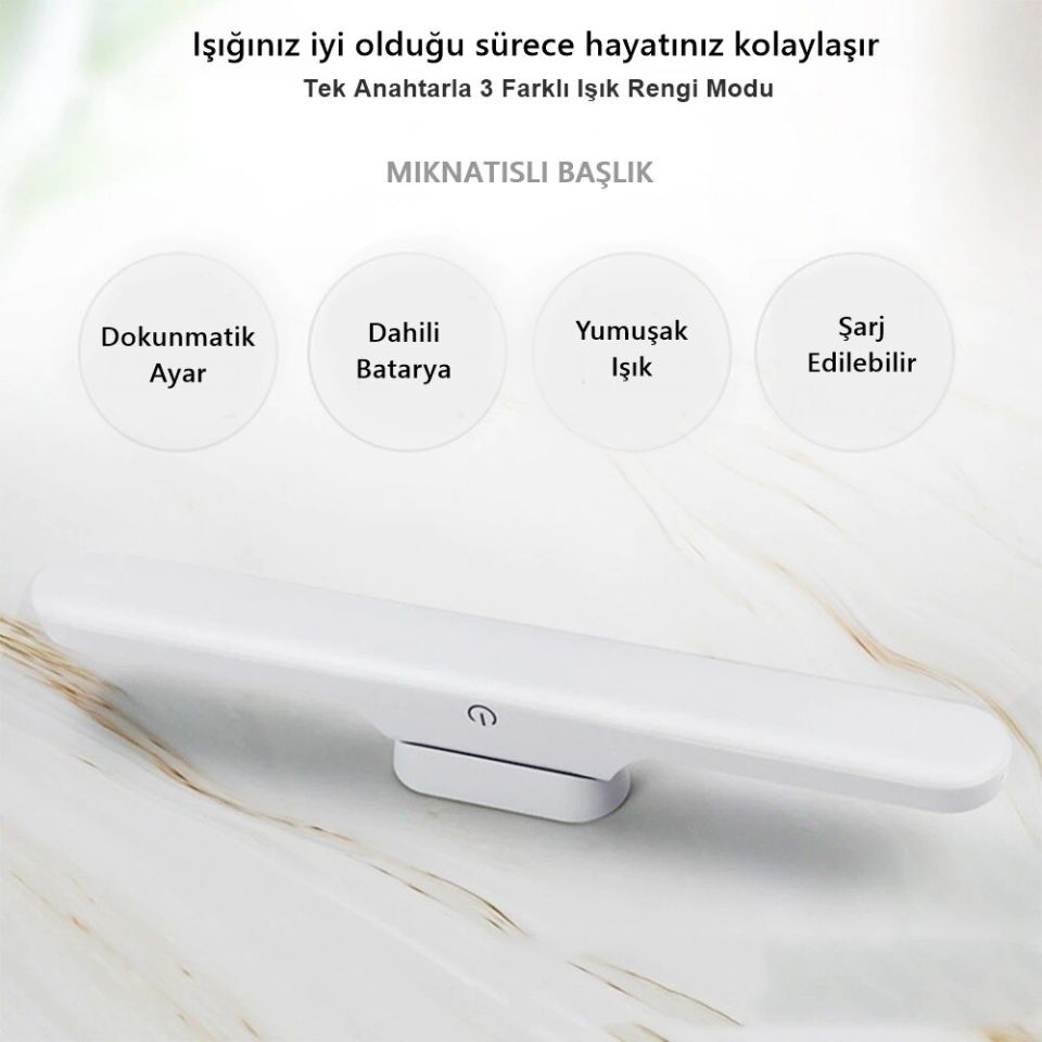 Cata Martı Mıknatıslı Kabin Makyaj Tıraş Led Işık USB Şarjlı Kablosuz Led Lamba Cata CT-5249