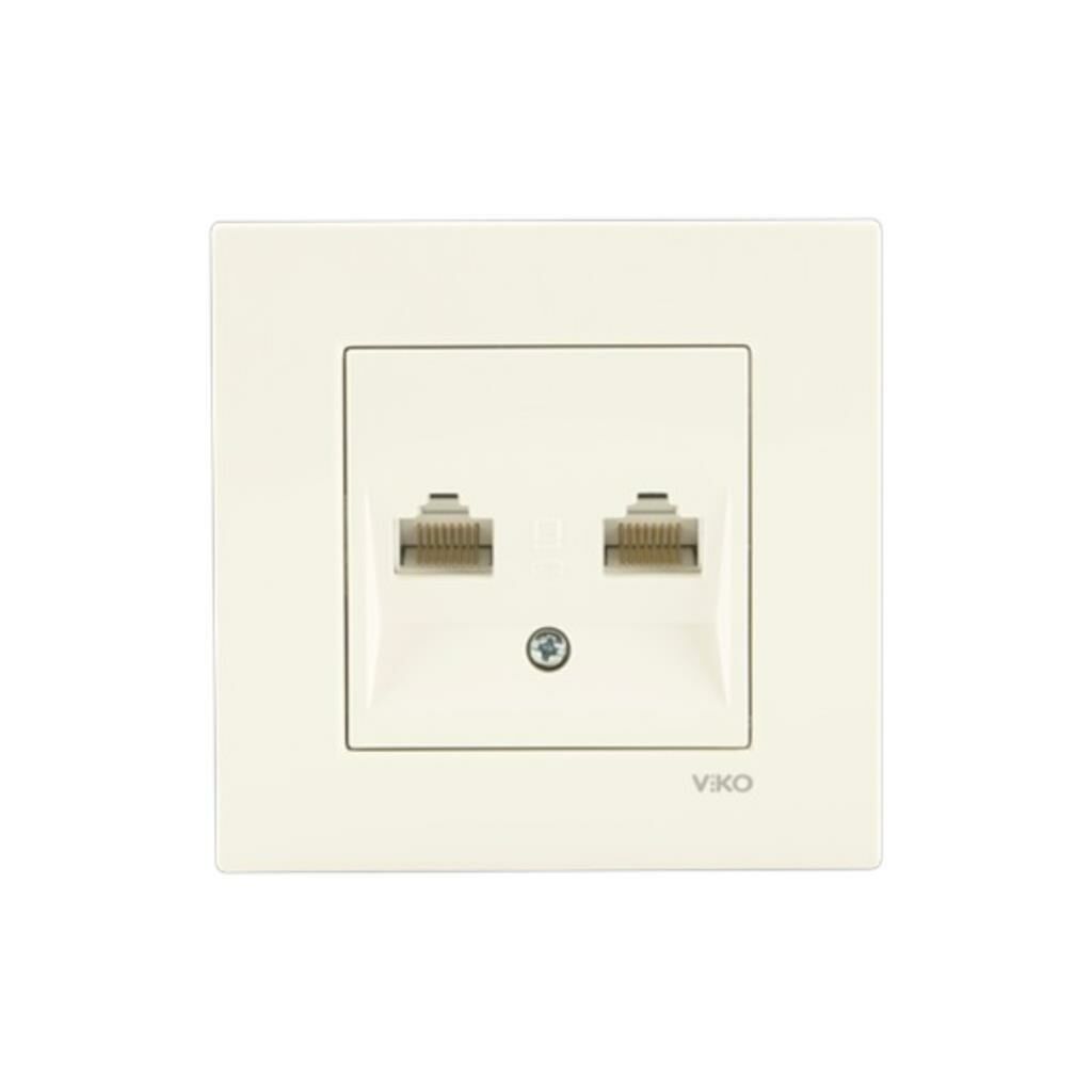 Viko Karre Krem İkili Data Prizi Cat6+Cat6 Çerçeve Dahil