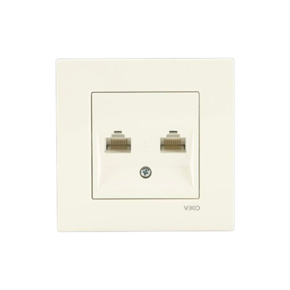 Viko Karre Krem İkili Data Prizi Cat6+Cat6 Çerçeve Dahil