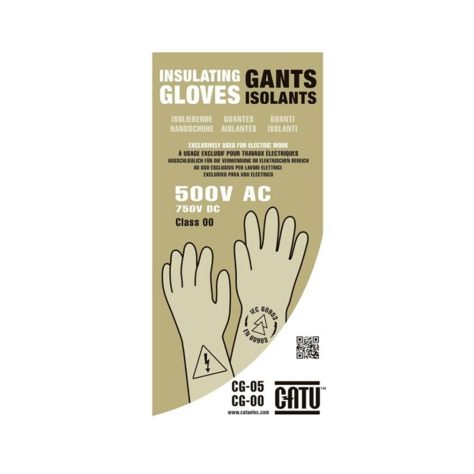 Catu Class 00 İzole Elektrikçi Eldiveni 500V AC Test 2500V DC – Kauçuk Yüksek Voltaj Eldiveni