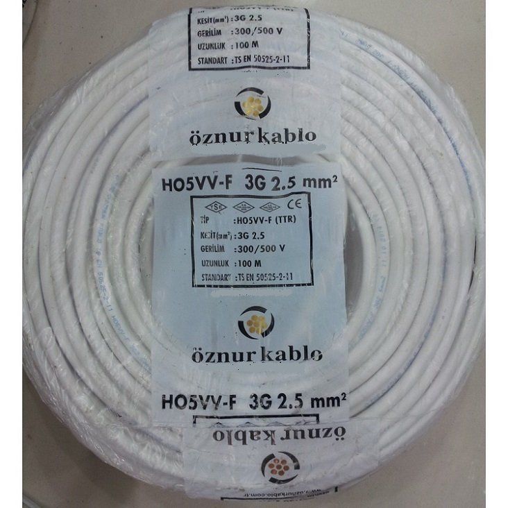 Öznur Kablo H05VV-F TTR 3x2,5 MM Beyaz100 Mt