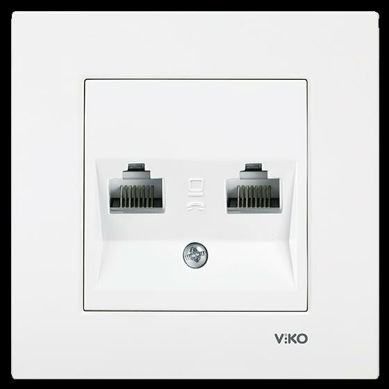 Viko Karre Beyaz Data Prizi İkili Cat6+Cat6 Çerçeve Dahil