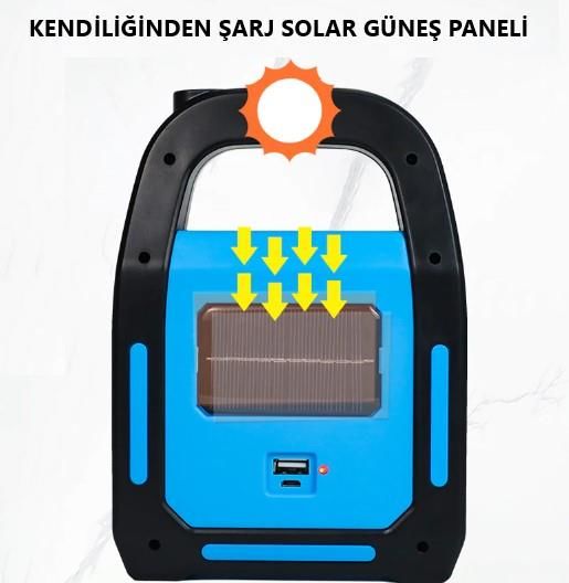 HAZAR SOLAR CATA TAŞINABİLİR GÜNEŞ ENERJİLİ LED ÇALIŞMA USB ŞARJ KAMP LED EL FENERİ IŞILDAK