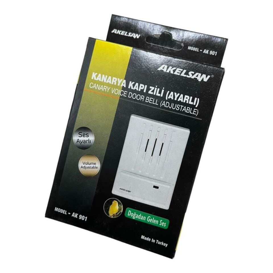 Akelsan Kanarya Kapı Zili Tek Sesli Ayarlı 12 Volt AK-901