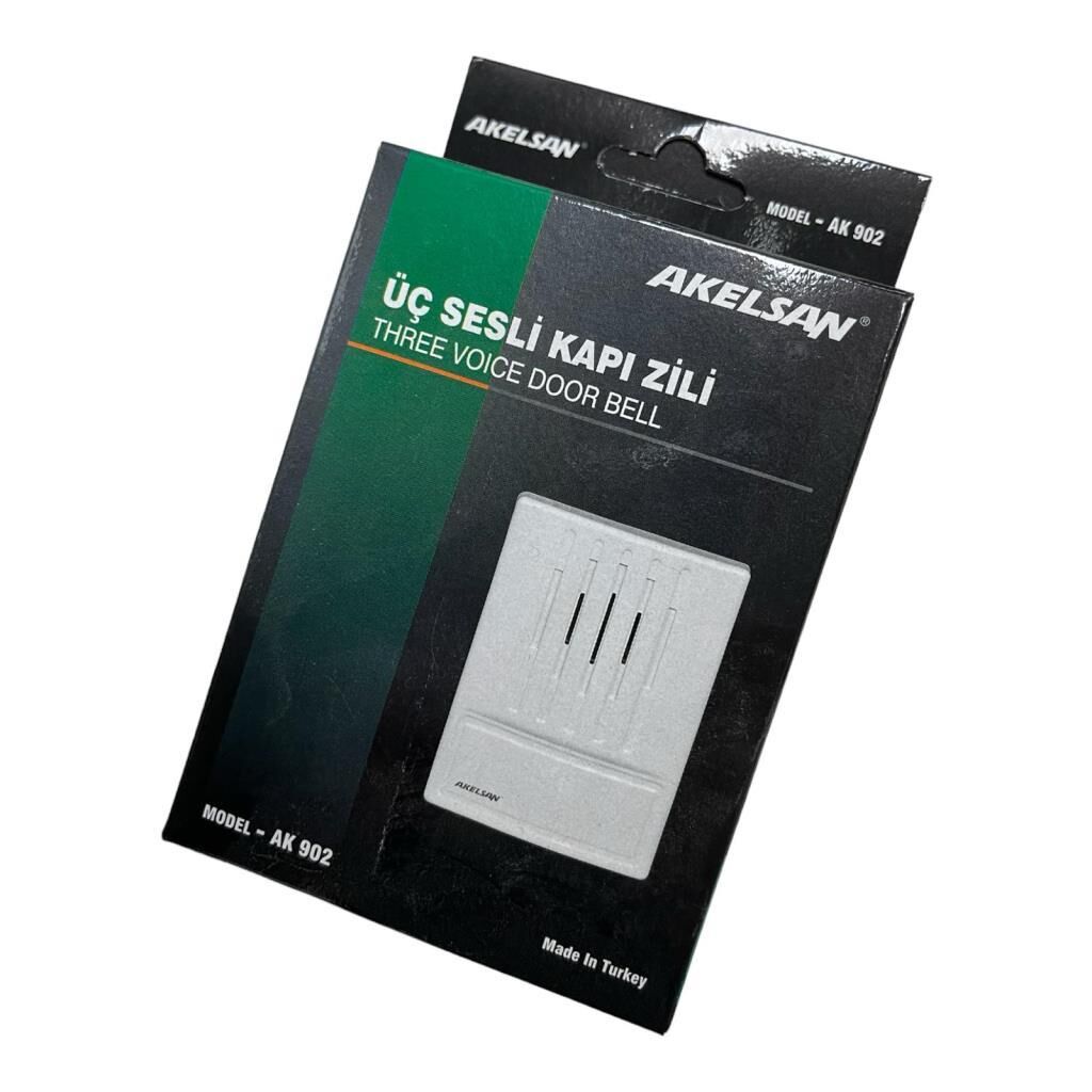 Akelsan Kanarya 3 Sesli Kapı Zili AK-902 – 12V Zil Trafosu ile Uyumlu