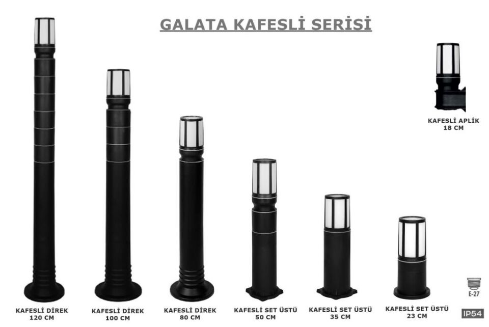 Galata Yer Aydınlatma Kafesli 35cm Set Üstü Bahçe Yol Duvar Lambaları Zita