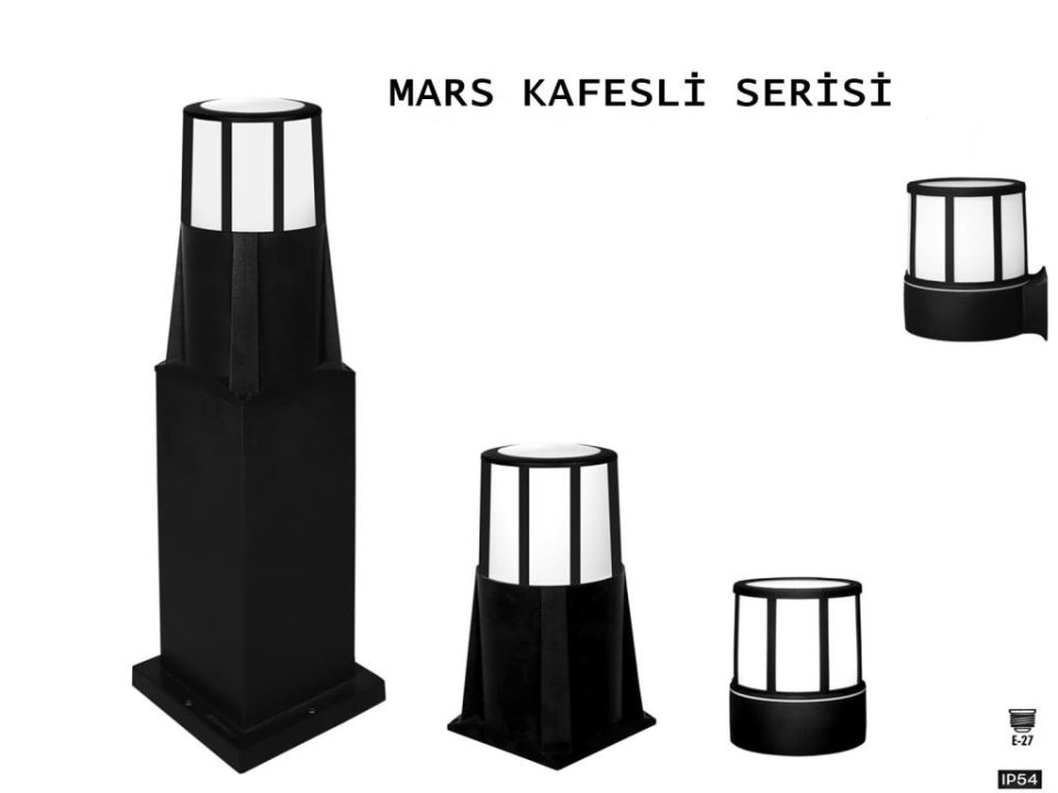 Mars Aplik Sensörlü Kafesli Bahçe Lambaları Duvar Aplik Set Üstü Bahçe Lambası Zita