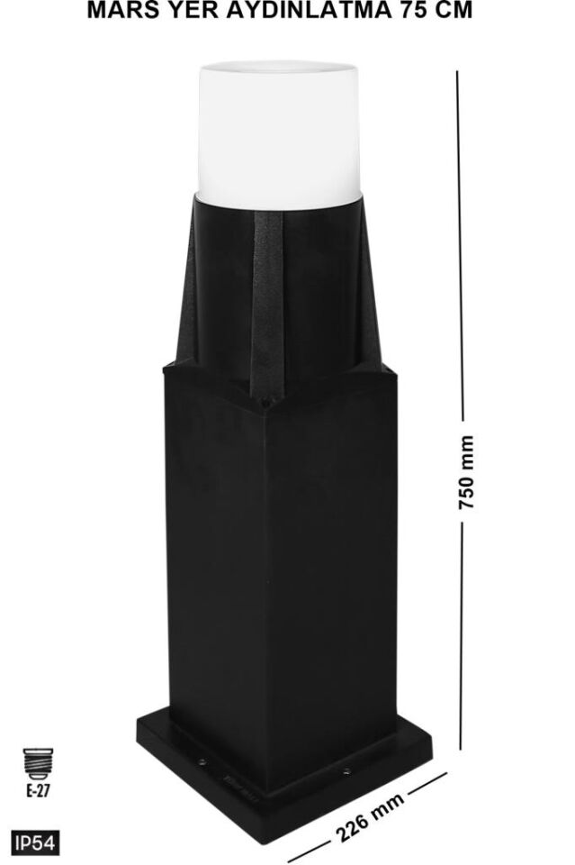 Zita Mars Yer Aydınlatma Direk 75cm Bahçe Lambaları Duvar Aplik Setüstü Aydınlatma