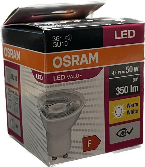 Osram Led Value 4.5W Sarı Işık Gu10 Duy 350 lm 10 lu Paket