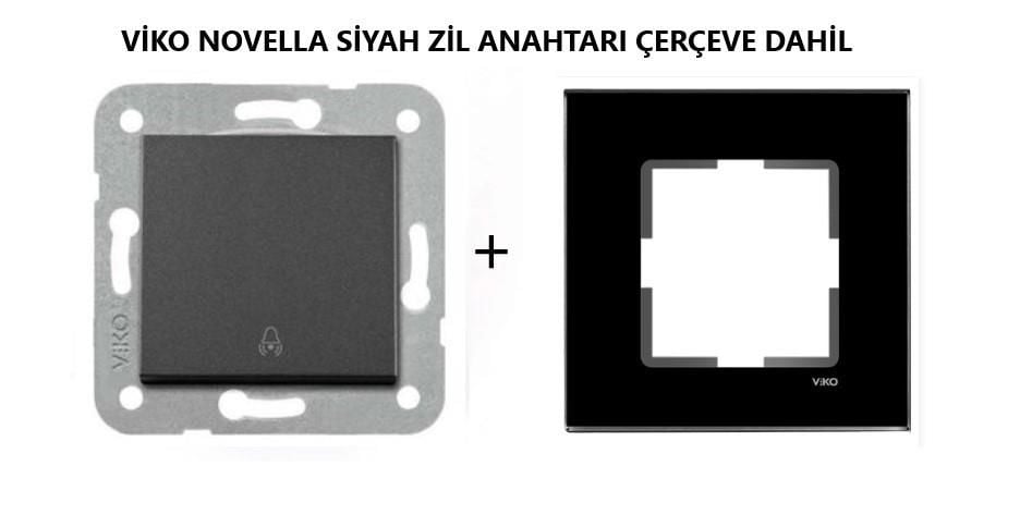 Viko Novella Siyah Renkli  Zil Anahtarı Çerçeve Dahil Siyah