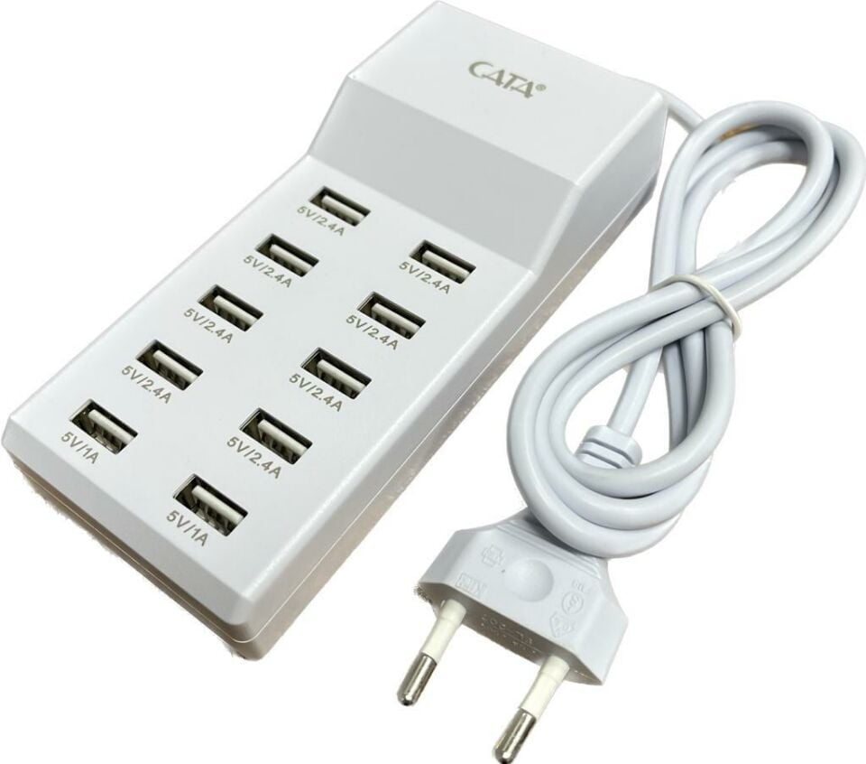 Cata CT-2554 USB Şarj Cihazı 10'lu 10xUSB Çoklu Şarj Aleti 5 Watt DC 5 V