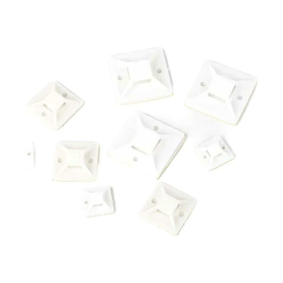 Çetsan Yapışkanlı Kroşe 19x19 mm-100 Adet Kablo Bağı Kroşesi Yapışkanlı