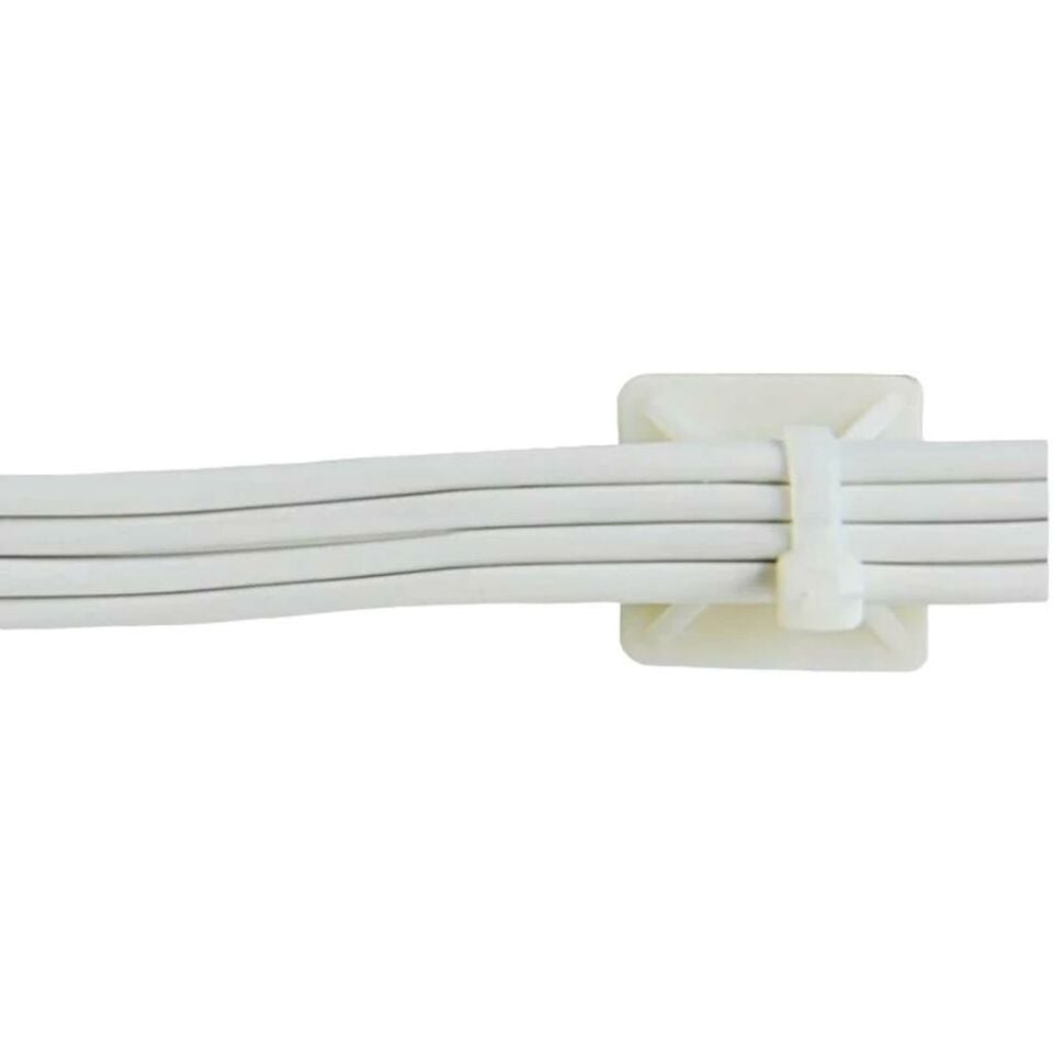 Çetsan Yapışkanlı Kroşe 19x19 mm-100 Adet Kablo Bağı Kroşesi Yapışkanlı