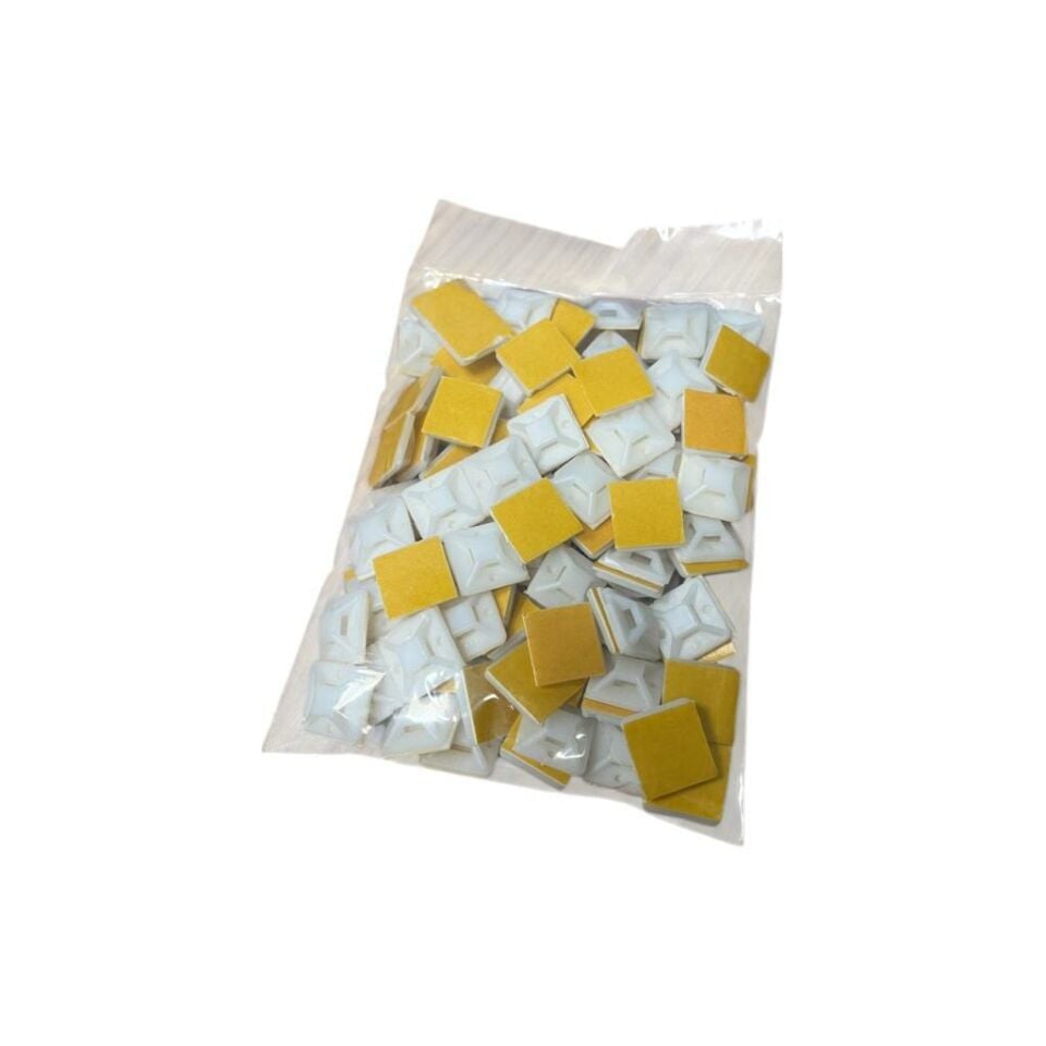 Çetsan Yapışkanlı Kroşe 19x19 mm-100 Adet Kablo Bağı Kroşesi Yapışkanlı
