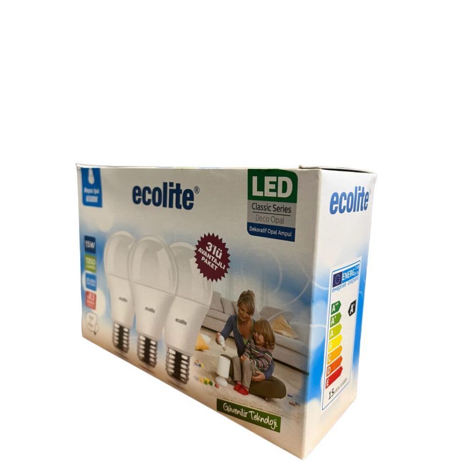 Ecolite 15 Watt (90 W) 6500k Beyaz Işık Led Ampul 3'lü Paket