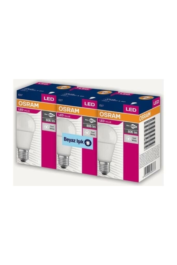 Osram Led Value 3lü Ampul Beyaz Işık 8.5 W 60watt