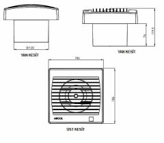 Aircol 120-MP 12 cm Mutfak-Banyo-Wc Aspiratör Mekanik Panjurlu