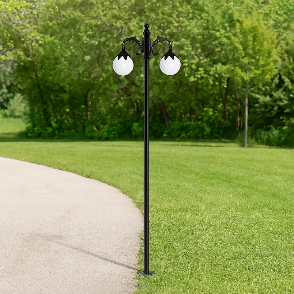 Şanlı Ş877 Bahçe ve Yol Aydınlatma Direği – 250 cm Boy, E27 Duy, Çelik Boru Gövde, Polietilen Cam, ABS Kollu