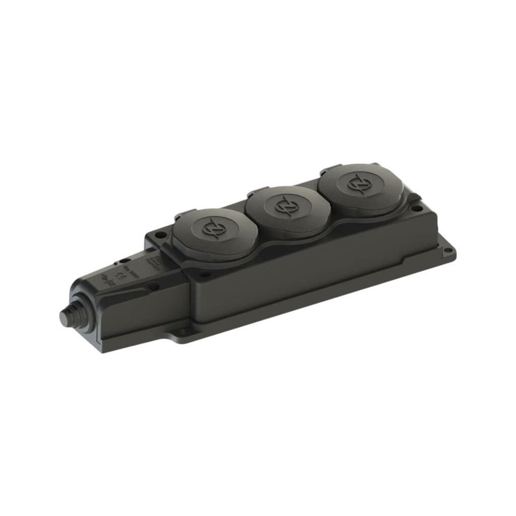 Ne-Ad 4103 Kauçuk Üçlü Grup Priz – 16A, 220-250V, Darbeye Dayanıklı, Yerli Üretim