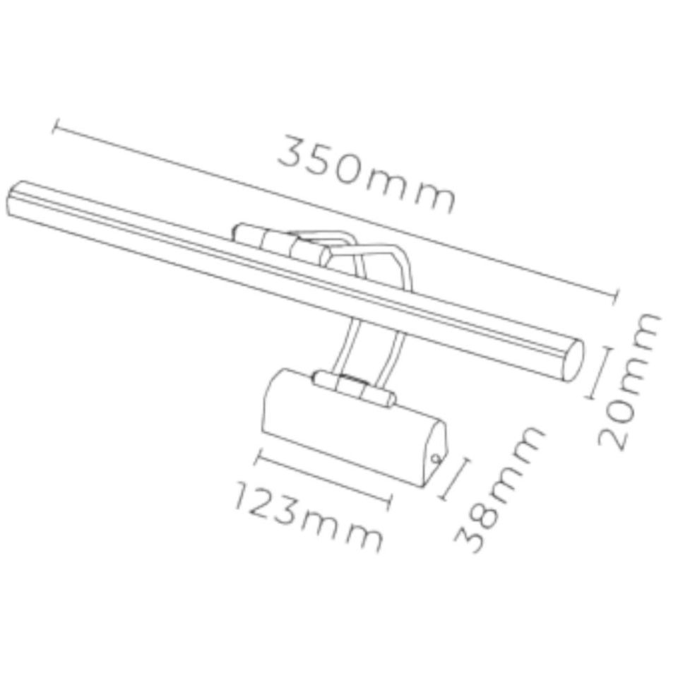 Krom Kasa Gün Işığı Resim,Tablo,Ayna Üstü Banyo 35cm Ledli Aplik