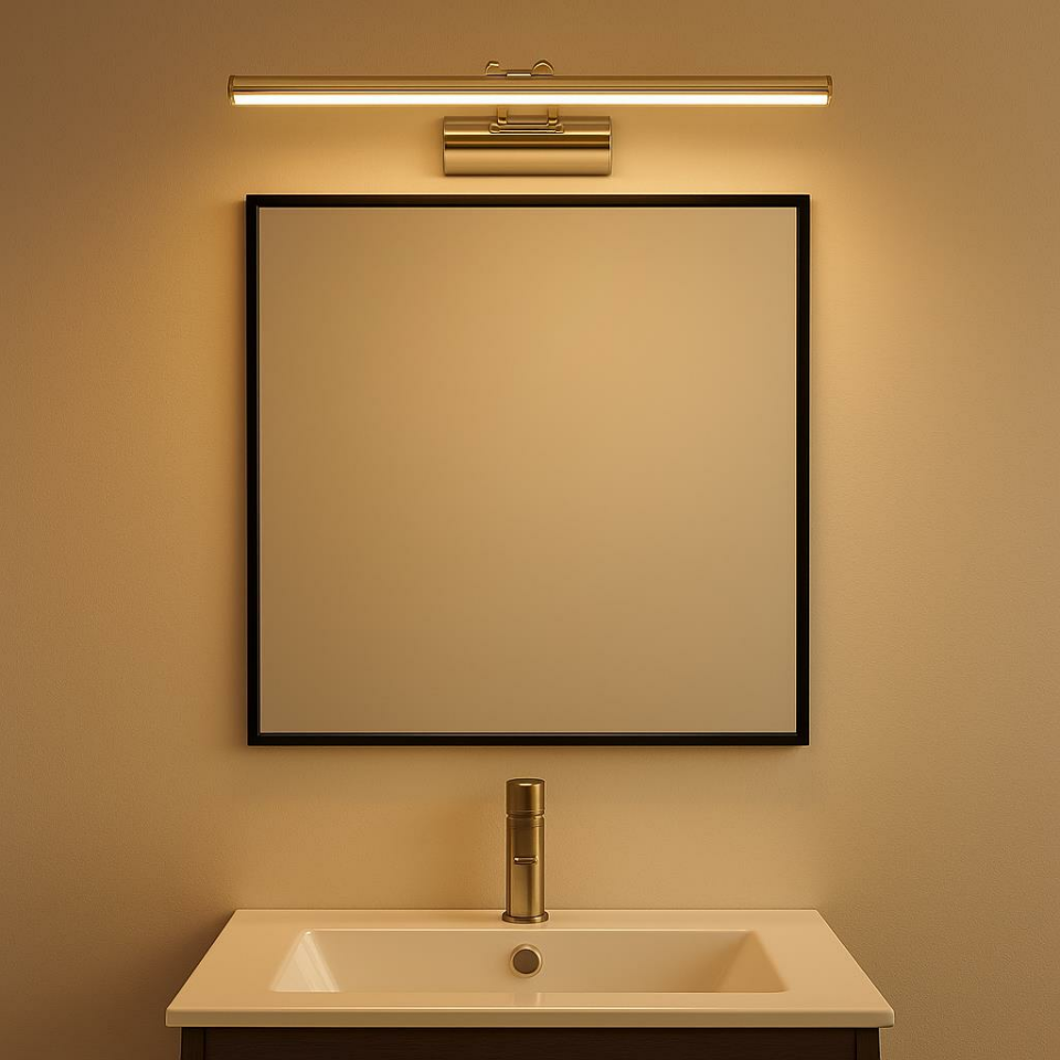 SekaTech 35cm Flüt Aplik – Gold Kasa, 6W 3200K Gün Işığı LED Ayna Üstü Banyo ve Tablo Aydınlatma Lambası