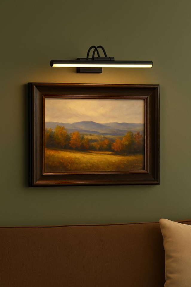 SekaTech 35cm Flüt Aplik – Siyah Kasa, 6W 3200K Gün Işığı LED Ayna Üstü Banyo ve Resim Aydınlatma Lambası | Şık ve Modern Tasarım