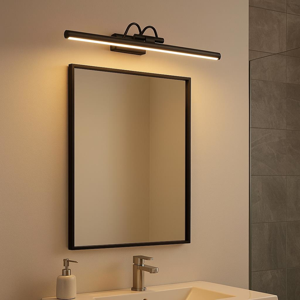 SekaTech 35cm Flüt Aplik – Siyah Kasa, 6W 3200K Gün Işığı LED Ayna Üstü Banyo ve Resim Aydınlatma Lambası | Şık ve Modern Tasarım