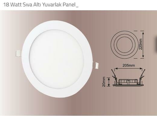 18 Watt Slim Led Panel Yuvarlak Sıvaaltı Günışık 3200K