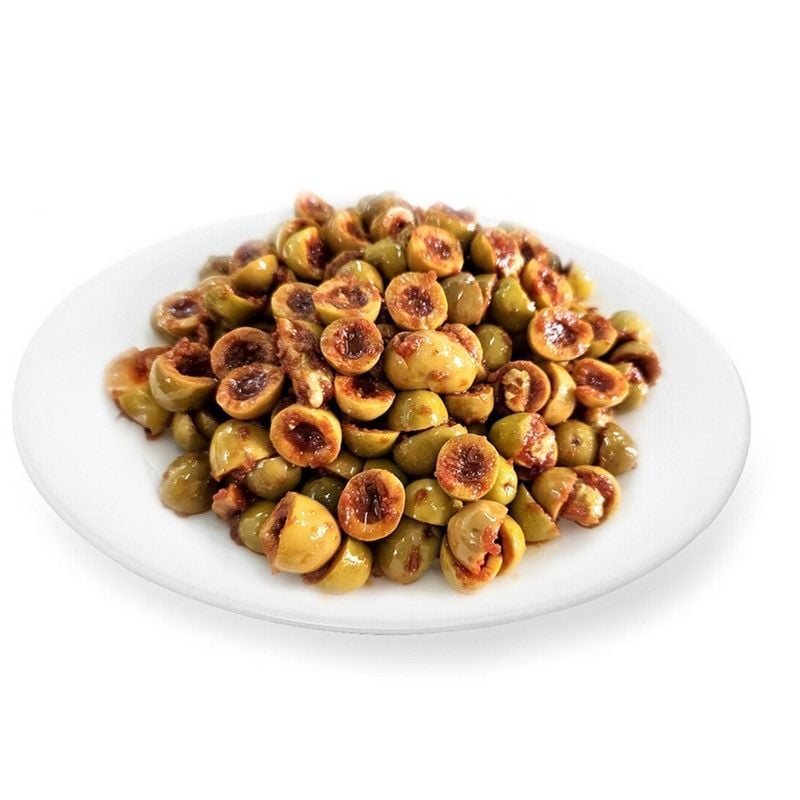 Bol Acılı Zeytinyağlı Baharatlı Yeşil Dilimli Zeytin Salatası Cam Ambalaj 5 Kg Gram Pet Ambalaj