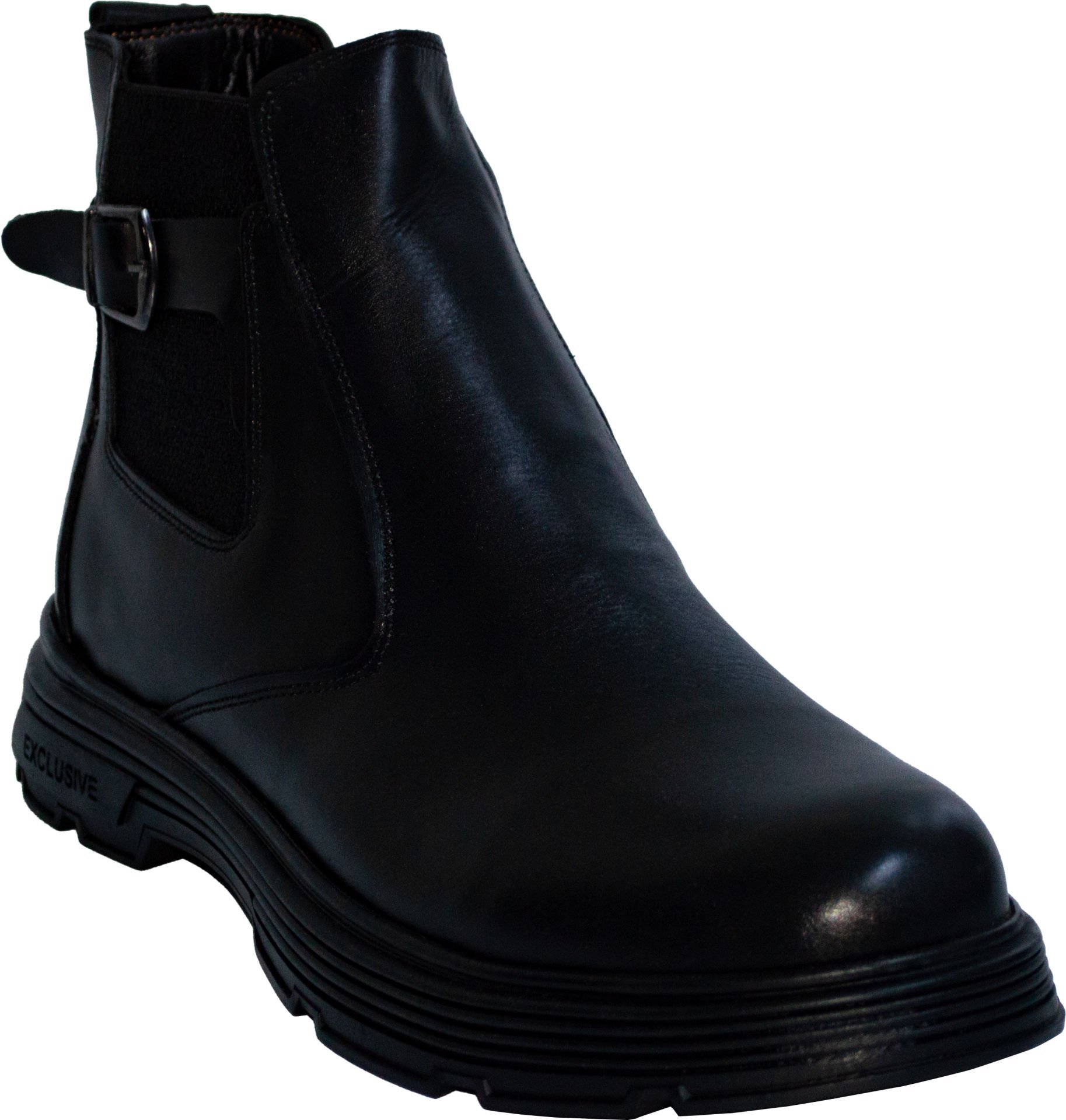 Erkek Kışlık Desenli Deri Bot - Siyah