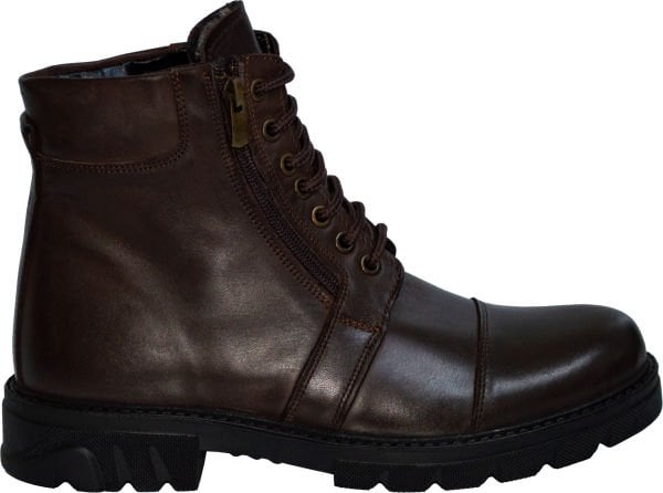 Erkek Kışlık Deri Bot - Koyu Kahverengi