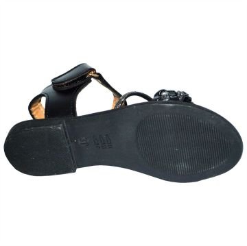 kız çocuk taşlı filet sandalet - siyah