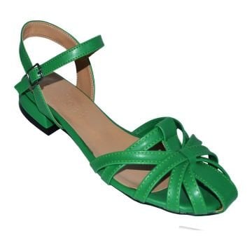 kadın alçak topuklu sandalet - yeşil