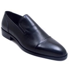 704-DR Bağcıksız Jurdan Erkek Deri Ayakkabı - Siyah