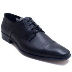 735-DR Bağcıklı Jurdan Erkek Deri Ayakkabı - Siyah