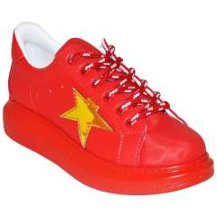 Yıldızlı Spor Model Kadın Ayakkabı - Kırmızı