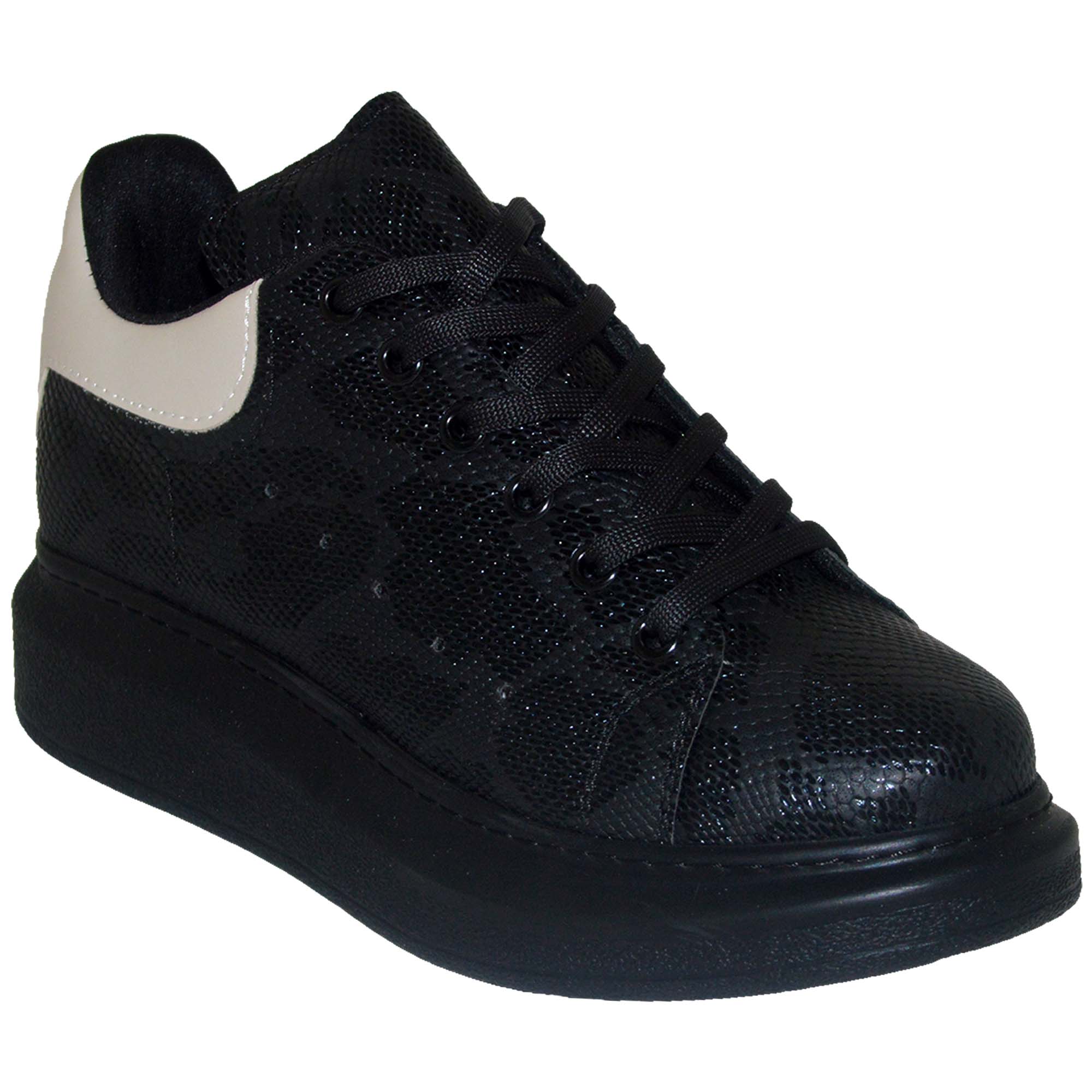 Yıldızlı Spor Model Kadın Ayakkabı - Siyah/Krem
