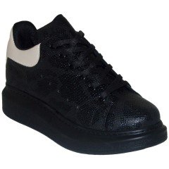 Yıldızlı Spor Model Kadın Ayakkabı - Siyah/Krem