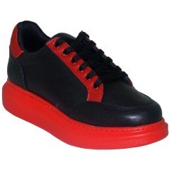 Spor Model Kadın Ayakkabı - Siyah/Kırmızı