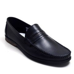 460-6  ED Erkek Düz Tokalı Siyah Ayakkabı (Deri)