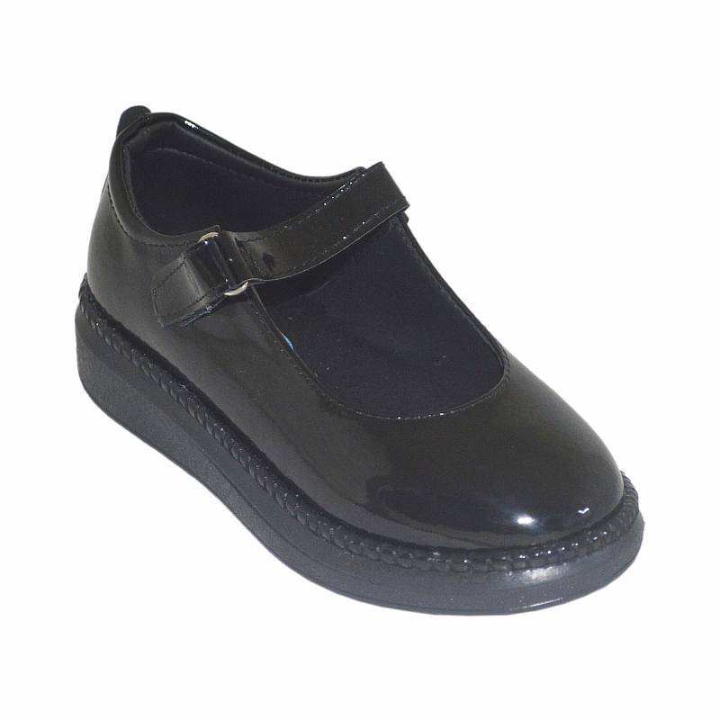 Okulluk Patik Ayakkabı - Siyah Parlak
