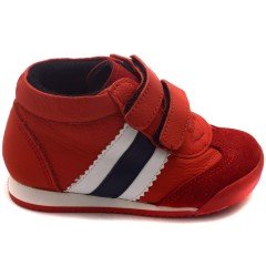NM-22 Bebe Spor Çizgili Model Kışlık Ayakkabı - Kırmızı (Deri)