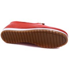 93-6 Düz Bağcıklı Kadın Günlük Ayakkabı - Kırmızı (Deri)