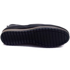 82 Düz Fermuarlı Kadın Günlük Ayakkabı - Siyah (Deri)
